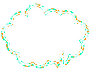 ステンドグラス風吹き出し　三角形模様　丸みのある雲形