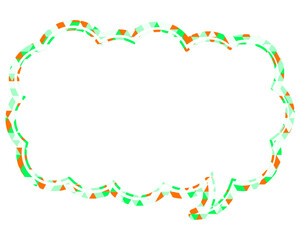 ステンドグラス風吹き出し　三角形模様　細長い雲形