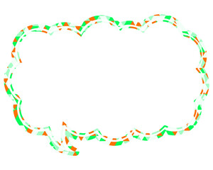 ステンドグラス風吹き出し　三角形模様　細長い雲形
