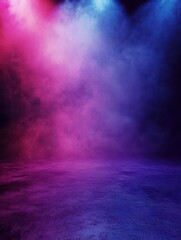 Fototapeta premium A stunning image of empty dark blue, purple, pink background, neon light, spotlights, The asphalt floor and studio room with smoke float up the interior texture for display.