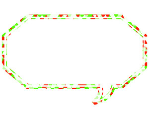 ステンドグラス風吹き出し　三角形模様　細長い八角形