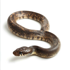 Fototapeta premium A slithering snake scales glimmering isolated on a stark white background