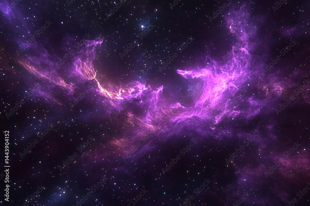 Wall mural 3d rendering of a colorful nebula in deep space with stars and a galaxy background, detailed.