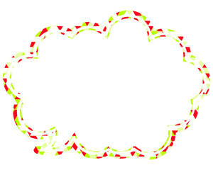 ステンドグラス風吹き出し　三角形模様　丸みのある雲形