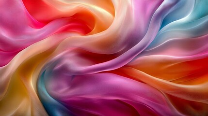 Obraz premium Vibrant Rainbow Fabric Texture: Colorful Silk Drape Background