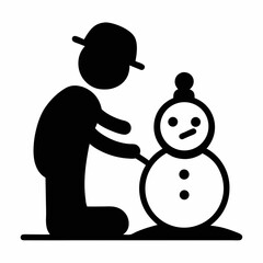Man Making Snowman Vector Icon Winter Holiday Season Symbol Illustration
