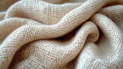 Fototapeta premium Beige fabric texture with soft folds.