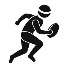 Vector Illustration Of Running Rugby Player With Ball Silhouette Design