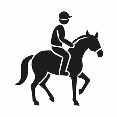 Silhouette Of Horse And Rider Equestrian Sport Training Graphic Element