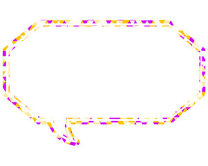 ステンドグラス風吹き出し　三角形模様　細長い八角形