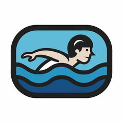 Stylized Icon Of A Swimmer In Blue Water Promoting Fitness And Sport