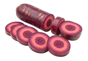 Sliced purple carrot isolated on transparent background
