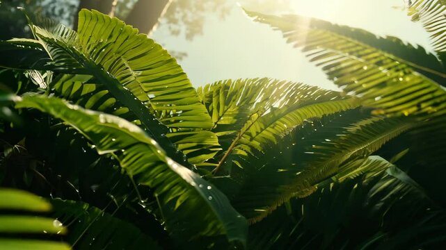 Lush Tropical Background with Ferns and Greenery for Dynamic Screensavers