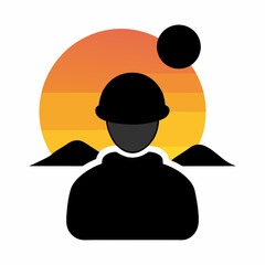 Soldier Icon At Sunset Illustration Vector Graphic Image Design Element