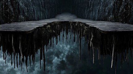 Dark floating bridge path background