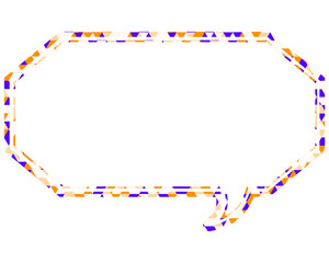 ステンドグラス風吹き出し　三角形模様　細長い八角形