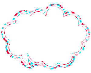 ステンドグラス風吹き出し　三角形模様　丸みのある雲形