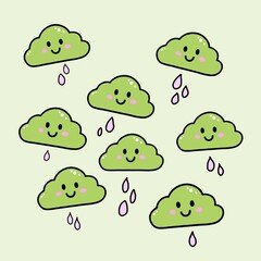 Obraz premium Collection of white cloud illustrations. Vector set of cartoon clouds in flat design.Cloud.