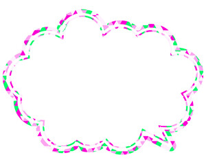ステンドグラス風吹き出し　三角形模様　丸みのある雲形