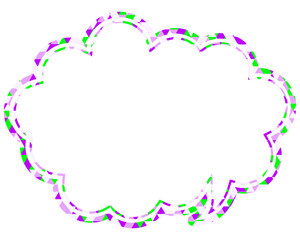 ステンドグラス風吹き出し　三角形模様　丸みのある雲形
