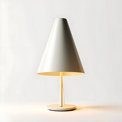 Illuminate Interiors with Sleek Minimalist Cone Shaped Lamp Positioned on White Background for Contemporary Ambience