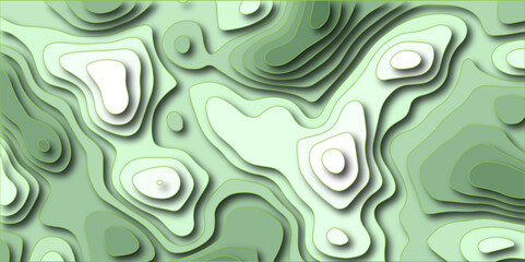 Abstract background with Geographic and topographic curves . Creative design with paper cut texture for topography website template or smooth cartoon origami paper shape concept. 