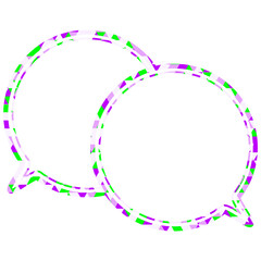ステンドグラス風吹き出し　三角形模様　重なる会話