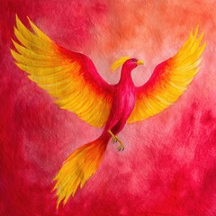 Obraz premium Vibrant depiction of a mythical bird in flight.