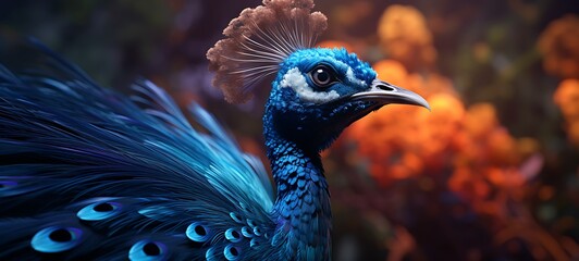 Lyrebird in Delfts Blauw,ai generative
