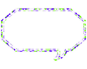 ステンドグラス風吹き出し　三角形模様　細長い八角形