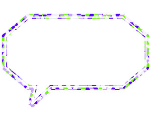 ステンドグラス風吹き出し　三角形模様　細長い八角形