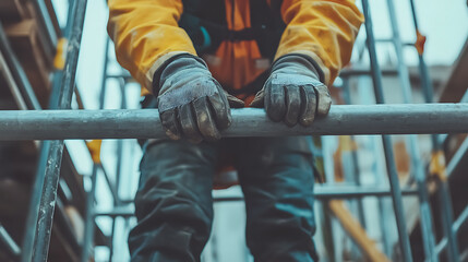 Construction Worker on Scaffolding