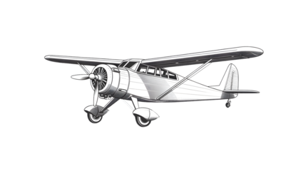 Vintage Retro Airplane Logo - Detailed Vector Hand Sketched Aviation Design Element