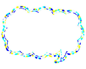 ステンドグラス風吹き出し　三角形模様　細長い雲形