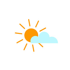 sun and cloud icon. sunny weather icon. doodle drawing of sun and clouds.