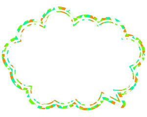 ステンドグラス風吹き出し　三角形模様　丸みのある雲形