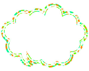 ステンドグラス風吹き出し　三角形模様　丸みのある雲形