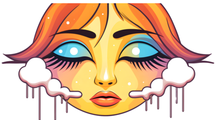 Professional Warm Gradient Line Drawing of Cartoon Crying Alien Artwork