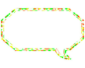 ステンドグラス風吹き出し　三角形模様　細長い八角形