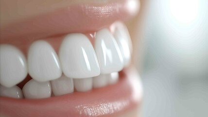 Closeup of perfectly smooth teeth surface catching light and shining slightly bright and clean background minimal and elegant composition highdetail realism