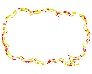 ステンドグラス風吹き出し　三角形模様　細長い雲形