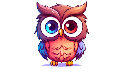 Professional Warm Gradient Line Drawing of a Cute Cartoon Owl Illustration