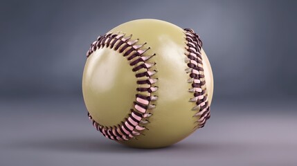 Olive Green Softball with Pink and Brown Stitching  Close up Studio Shot