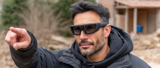 Architect Using AR Headset at Construction Site