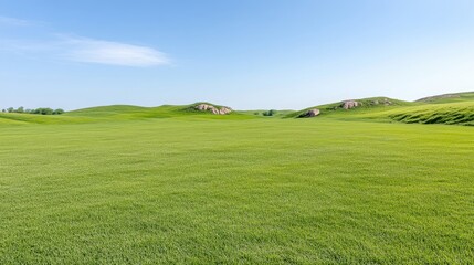 Fototapeta premium Lush green field under a clear sky