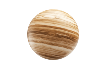 Large wooden ball with a brown and black pattern, isolated