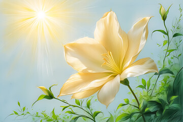 Close-up of a delicate, orange flower with soft, layered petals and a detailed pistil.