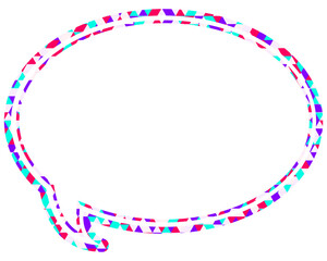 ステンドグラス風吹き出し　三角形模様　丸形