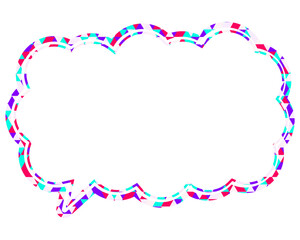 ステンドグラス風吹き出し　三角形模様　細長い雲形