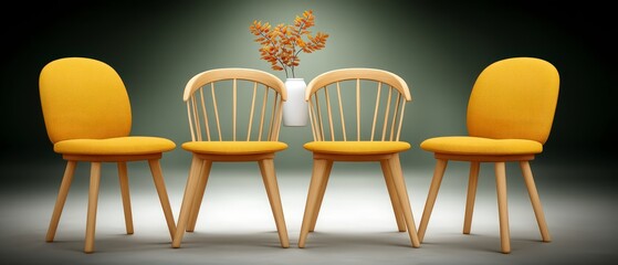 Stylish Modern Dining Room  Yellow Chairs  Wooden Table  Minimalist Decor